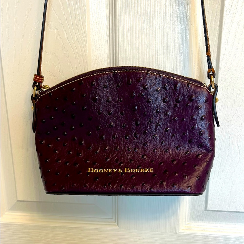Dooney & Bourke Purple Ostrich-Embossed Crossbody Bag